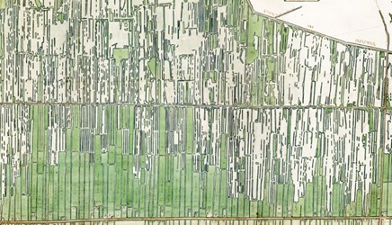 <p>Door intensieve turfwinning maakte het veen in de Binnenwegse polder plaats voor grote waterplassen. Kaart van voor de droogmaking van de Binnewegse polder in 1701 met onder de Zegwaartseweg (www.rijnland.net). </p>
